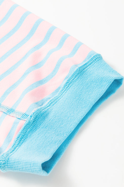Oversized Striped Exposed Seam High Low Hem Top