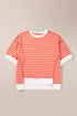 Oversized Striped Exposed Seam High Low Hem Top