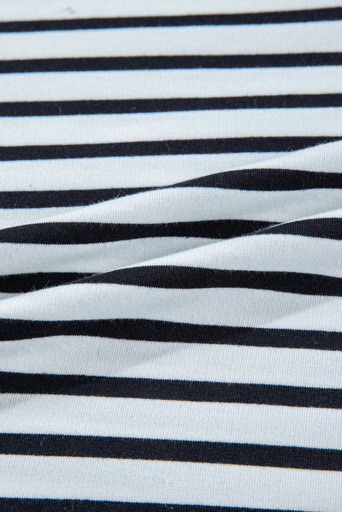 Oversized Striped Exposed Seam High Low Hem Top