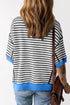 Oversized Striped Exposed Seam High Low Hem Top