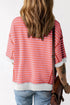 Oversized Striped Exposed Seam High Low Hem Top