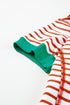 Oversized Striped Exposed Seam High Low Hem Top