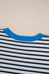 Oversized Striped Exposed Seam High Low Hem Top