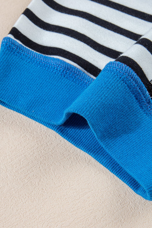 Oversized Striped Exposed Seam High Low Hem Top