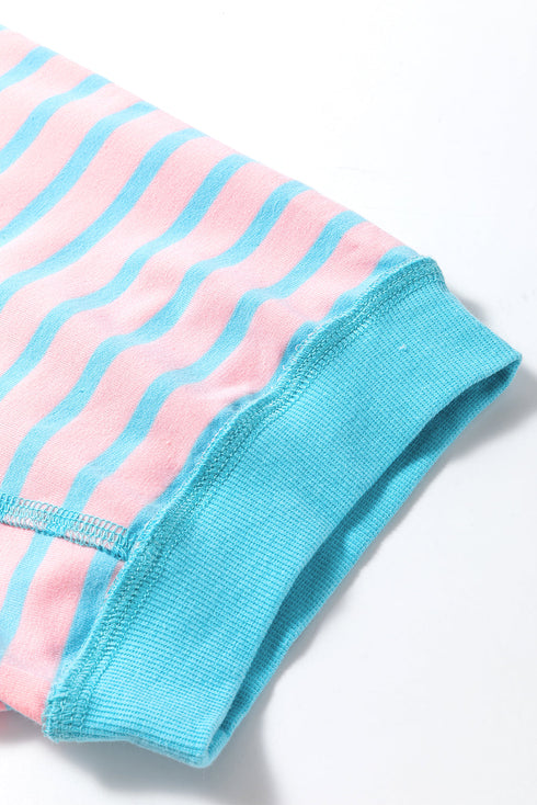 Oversized Striped Exposed Seam High Low Hem Top