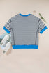 Oversized Striped Exposed Seam High Low Hem Top