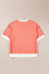 Oversized Striped Exposed Seam High Low Hem Top