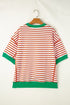 Oversized Striped Exposed Seam High Low Hem Top