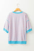 Oversized Striped Exposed Seam High Low Hem Top