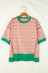 Oversized Striped Exposed Seam High Low Hem Top