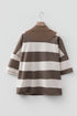 Oversized Striped Half Zip Drop Shoulder Pullover Top