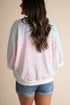Oversized Striped Patchwork Dolman Sleeve Tee