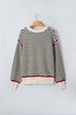Oversized Striped Ribbed Trim Drop Shoulder Sweater