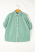 Oversized Striped Short Sleeve Button Down Shirt