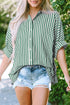 Oversized Striped Short Sleeve Button Down Shirt