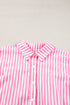 Oversized Striped Short Sleeve Button Down Shirt