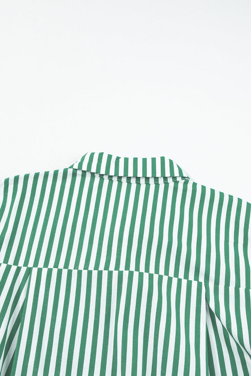 Oversized Striped Short Sleeve Button Down Shirt