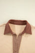 Oversized Striped Sleeve V Neck Collegiate Rugby Shirt