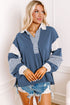 Oversized Striped Sleeve V Neck Collegiate Rugby Shirt