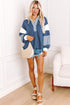 Oversized Striped Sleeve V Neck Collegiate Rugby Shirt