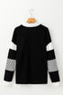 Oversized Striped Sleeve V Neck Collegiate Rugby Shirt
