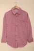 Oversized Textured Corduroy Button Down Pocket Shirt