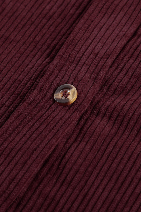Oversized Textured Corduroy Button Down Pocket Shirt
