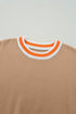 Oversized Textured Knit Striped Trim Pullover Sweater