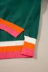 Oversized Textured Knit Striped Trim Pullover Sweater