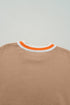 Oversized Textured Knit Striped Trim Pullover Sweater