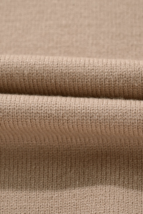 Oversized Textured Knit Striped Trim Pullover Sweater