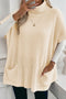 Oversized Textured Knit Turtleneck Pocket Poncho Sweater