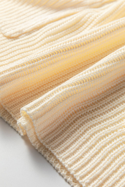 Oversized Textured Knit Turtleneck Pocket Poncho Sweater