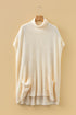 Oversized Textured Knit Turtleneck Pocket Poncho Sweater