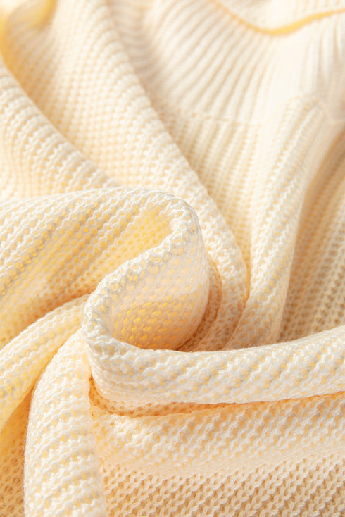 Oversized Textured Knit Turtleneck Pocket Poncho Sweater