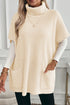 Oversized Textured Knit Turtleneck Pocket Poncho Sweater