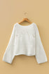 Oversized Textured Open Knit Bell Sleeve V Neck Sweater