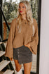 Oversized Textured Open Knit Bell Sleeve V Neck Sweater