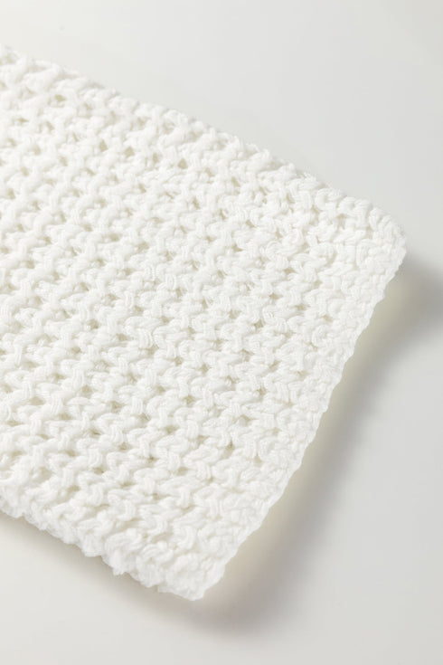 Oversized Textured Open Knit Bell Sleeve V Neck Sweater