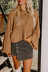 Oversized Textured Open Knit Bell Sleeve V Neck Sweater