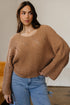Oversized Textured Open Knit Bell Sleeve V Neck Sweater