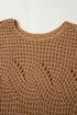 Oversized Textured Open Knit Bell Sleeve V Neck Sweater