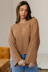 Oversized Textured Open Knit Bell Sleeve V Neck Sweater