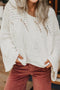 Oversized Textured Open Knit Bell Sleeve V Neck Sweater