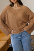 Oversized Textured Open Knit Bell Sleeve V Neck Sweater
