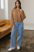 Oversized Textured Open Knit Bell Sleeve V Neck Sweater