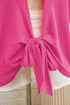 Oversized Textured Ribbed Open Back Bow Detail Shirt