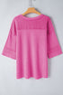 Oversized Textured Waffle Knit Bracelet Sleeve Top