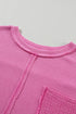 Oversized Textured Waffle Knit Bracelet Sleeve Top