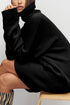 Oversized Turtleneck Center Seam Knit Sweater Dress